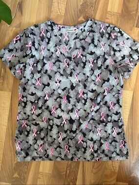 Breast cancer awareness scrub top